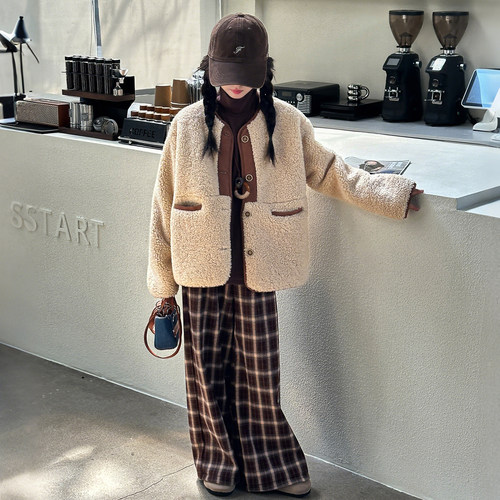 女童秋装外套2025新款洋气时髦初中生女孩毛绒上衣冬季儿童仿皮草