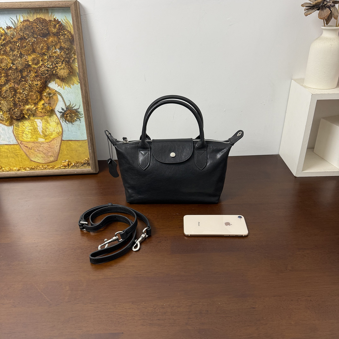 MrFu真皮手提包女百搭斜挎包黑色牛皮翅膀包单肩包韩版公主系女包