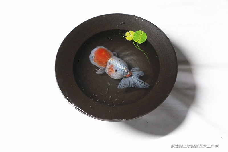 跃然脂上凌迅原创树脂画作《小红帽》手绘艺术礼品,精品树脂画