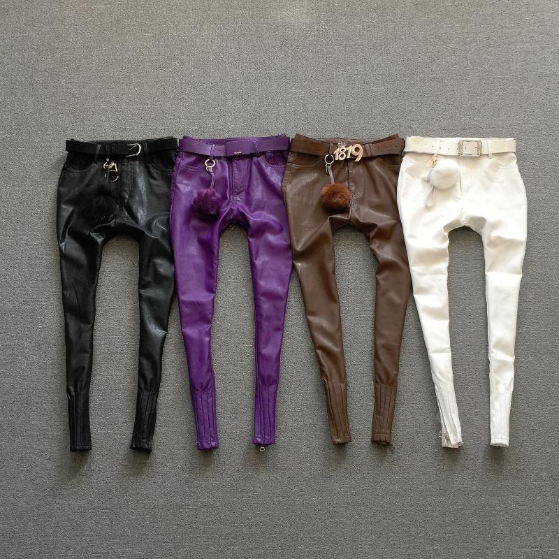 欧货皮裤时尚高腰修身PU皮小脚裤