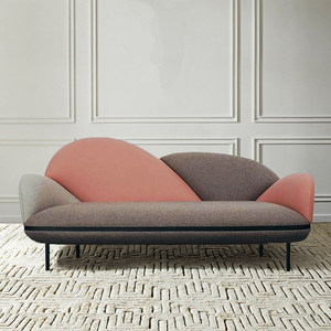 简约北欧风丝绒沙发现代双三人客厅小户型异型布艺设计师云影沙发