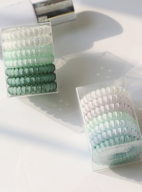 Hair circle~限量多色小盒装~7根中号柔软型组合发圈 电话线发绳