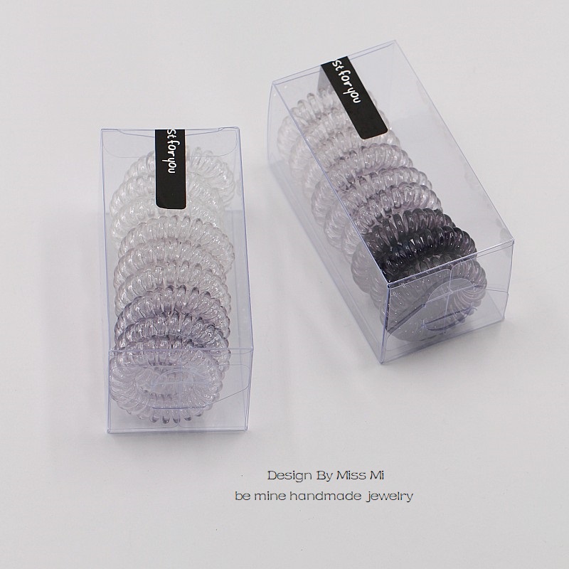 盒装小号电话线发圈果冻色透明