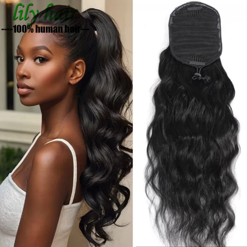 Body Wave Drawstring Ponytail Peruvian Human Hair Extensions