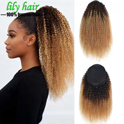 10A Afro Kinky Curly 1B427 Drawstring Human Hair Ponytail