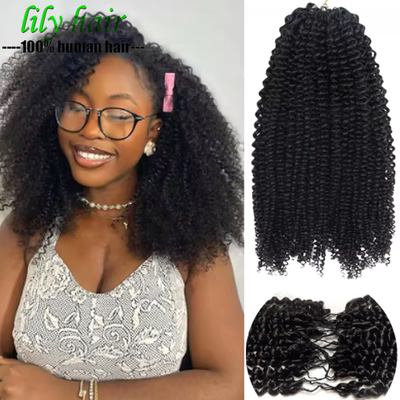 Afro Kinky Curly Feather Crochet Human Hair Extensions 100g