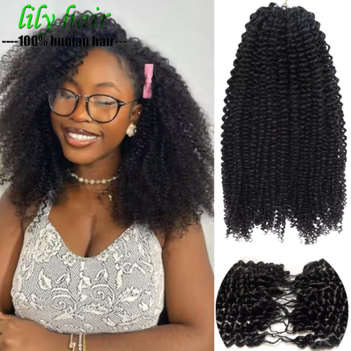 Afro Kinky Curly Feather Crochet Human Hair Extensions 100g