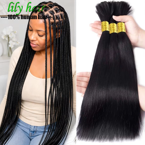 Straight Bulk Brazilian Human Hair Boho Braids Extension 10A