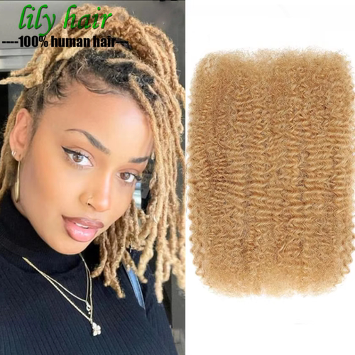 50g Afro Kinky Curly Human Hair Bulk  #27 Blonde Braids Hair
