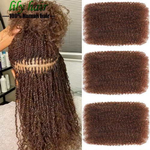 4B 4C Afro Kinky Curly 4# Brown Human Hair Bulk Extensions