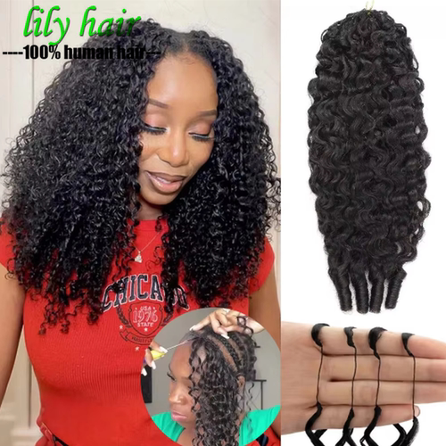 Feather Human Hair Burmese Curly Crochet Braiding Extensions