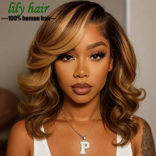 Body Wave 134 Lace Front Bob Wig P427 Highlight Human Hair