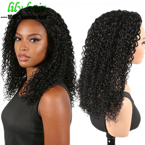 Glueless Half  Wig 3 in 1 Human Hair Pixie Curly Human Hair