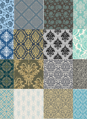 P380复古欧式巴洛克 花纹 花边婚礼背景墙纸设计背景矢量eps素材