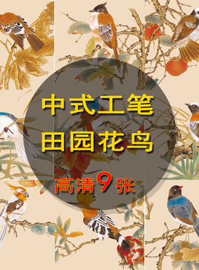 P184高清中式田园工笔花鸟图片9幅中国画临摹参考喷绘装饰画素材