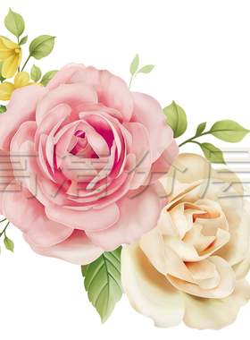 P298唯美高清分层电脑手绘玫瑰花素材植物图案PSD平面设计源文件