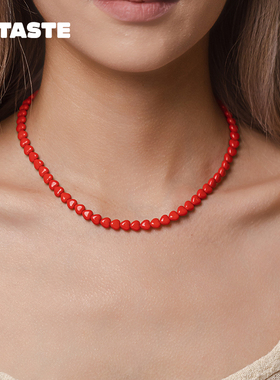 XTASTE 德国 HOLA AMOR ESTUDIOS红爱心琉璃项链贵气高级感配饰