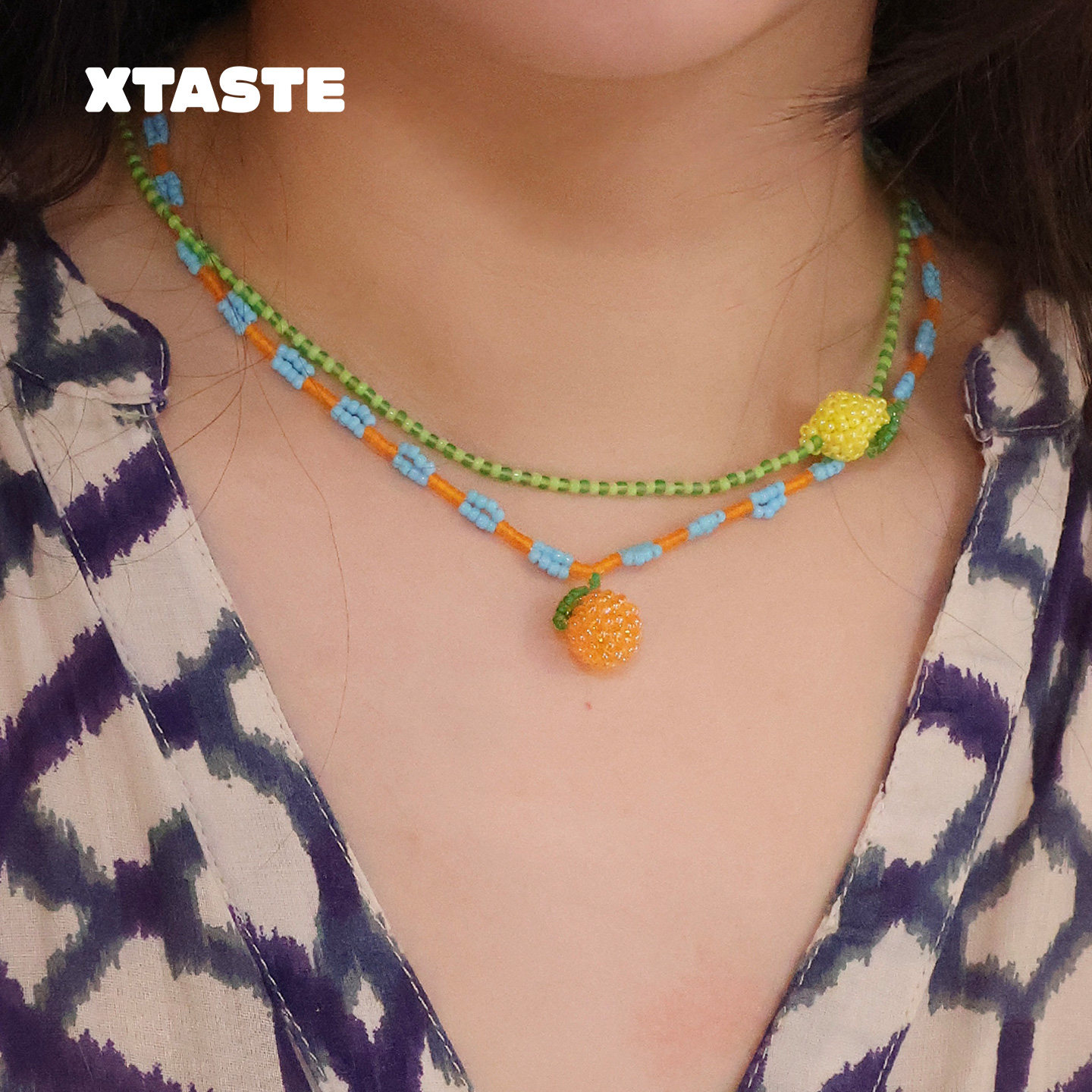 XTASTE SNBC【mini柠檬/橘子串珠项链】小众设计颈链项链配饰女