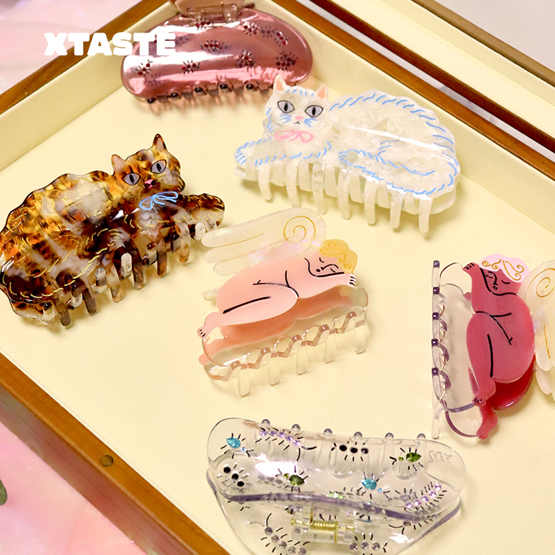 XTASTE 美国Winona Irene 丘比特猫咪爬行虫发抓原创设计发饰发夹