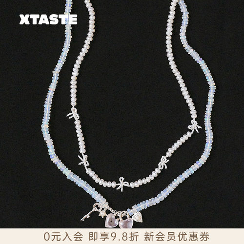 水晶桃心海水珍珠项链TWOR缇坞