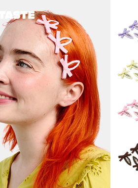 XTASTE 美国CHUNKS 迷你蝴蝶结BB夹一组（四个）纯色发夹发饰正品