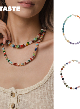 XTASTE 德国 HOLA AMOR ESTUDIOS彩色宝石项链颈圈设计锁骨链正品