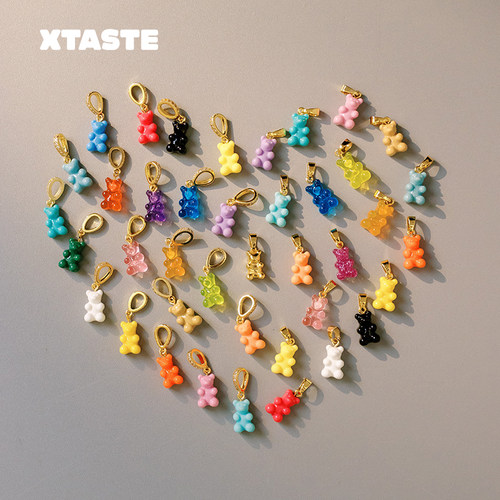 XTATSE 挪威 CRYSTAL HAZE糖果透明小熊镶钻吊坠下单送素链时尚款