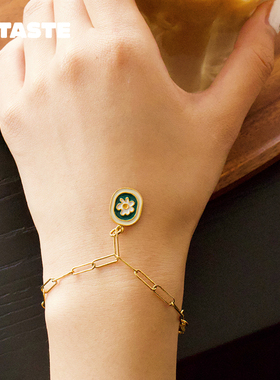 XTASTE 波兰 10Decoart 洋甘菊珐琅链条手链复古高级感时尚配饰