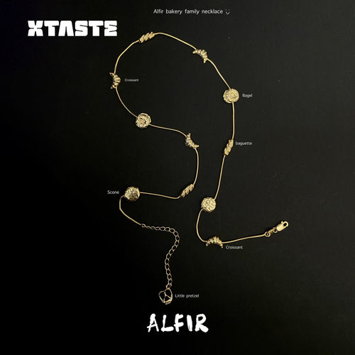 XTASTE Alfir面包家族项链 925银镀金高级锁骨链