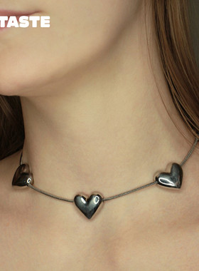 XTASTE 日本 Marland backus银色爱心串串项链嘻哈时髦配饰穿搭
