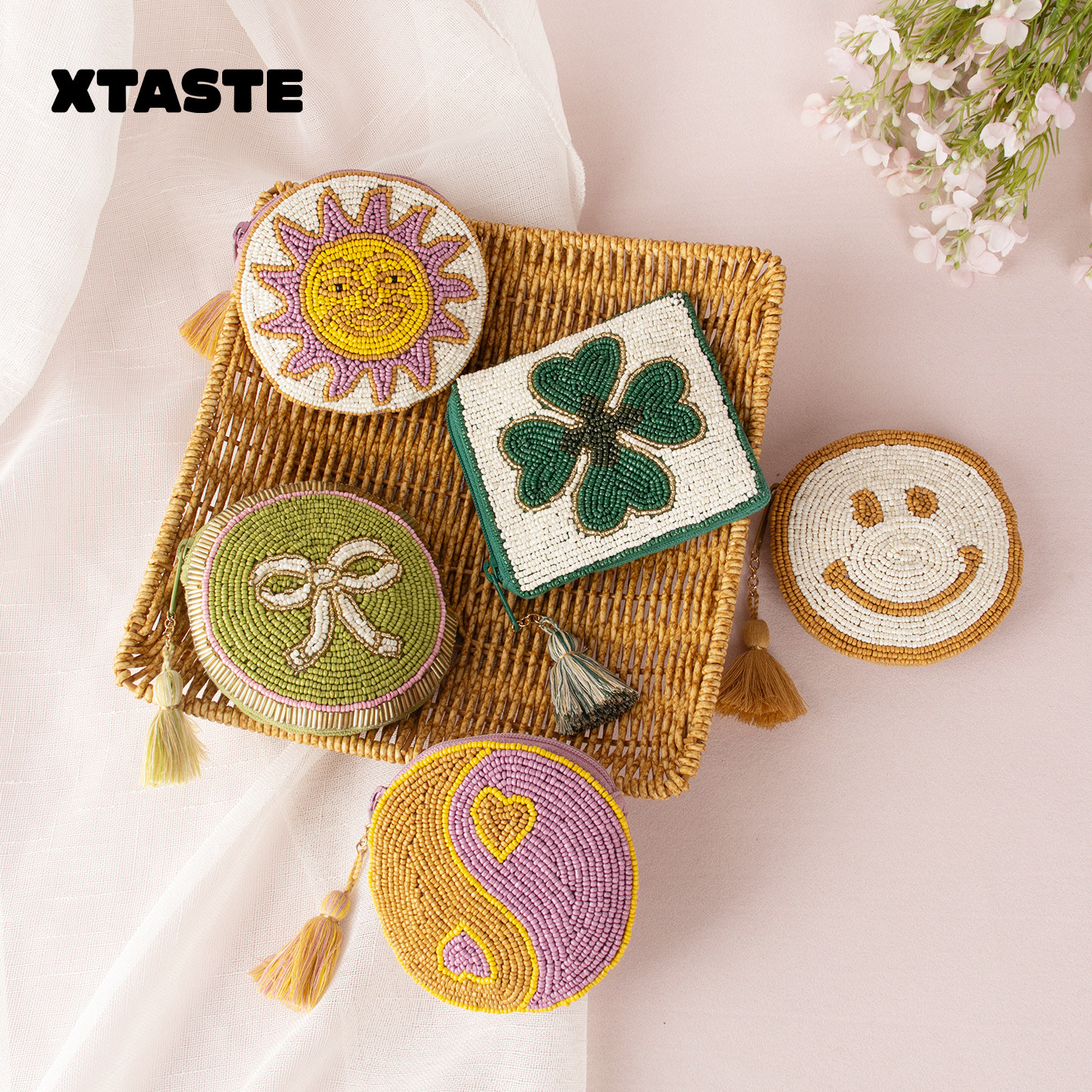 XTASTE ATLITW 原创设计2025新款手工笑脸爱心零钱包女款轻薄小巧