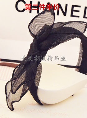 黑色头箍新款发卡欧根纱大蝴蝶结发带时尚新款头饰发饰发卡