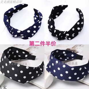 韩式网红波点宽发箍 韩国发饰波点点加宽边发箍发卡韩式压发带