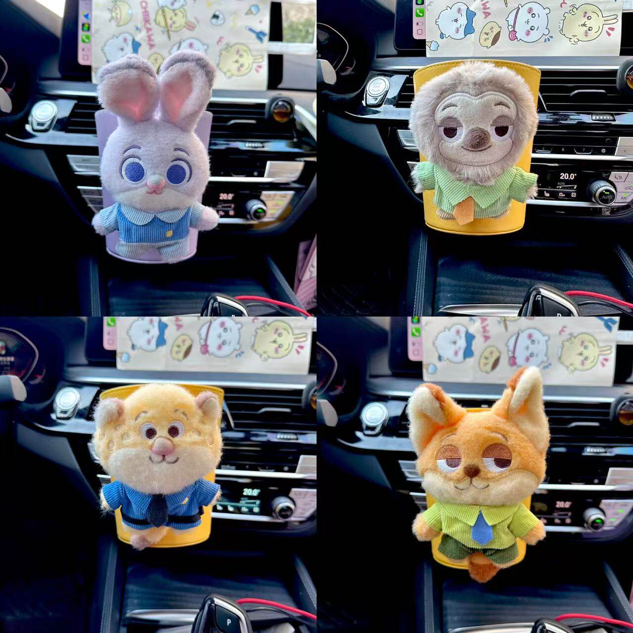 正版卡通可爱疯狂动物城尼克朱迪汽车前排后排车载置物垃圾桶收纳