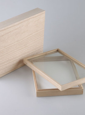 实木昆虫标本盒玻璃蝴蝶甲虫独角仙展示盒27X18X5.5标本制作工具