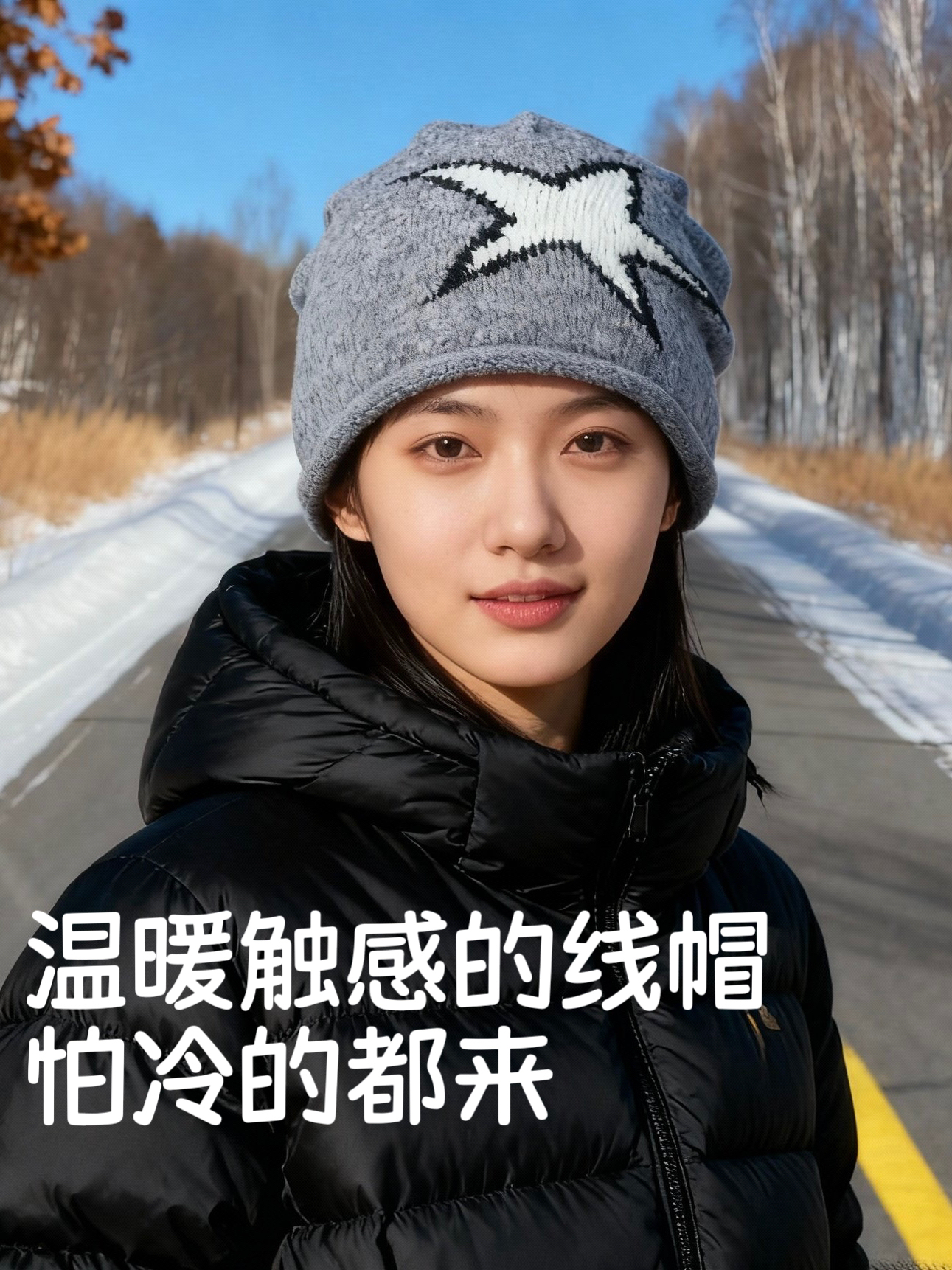 秋冬氛围堆堆卷边帽子针织毛线帽女加厚加绒保暖套头护耳帽潮