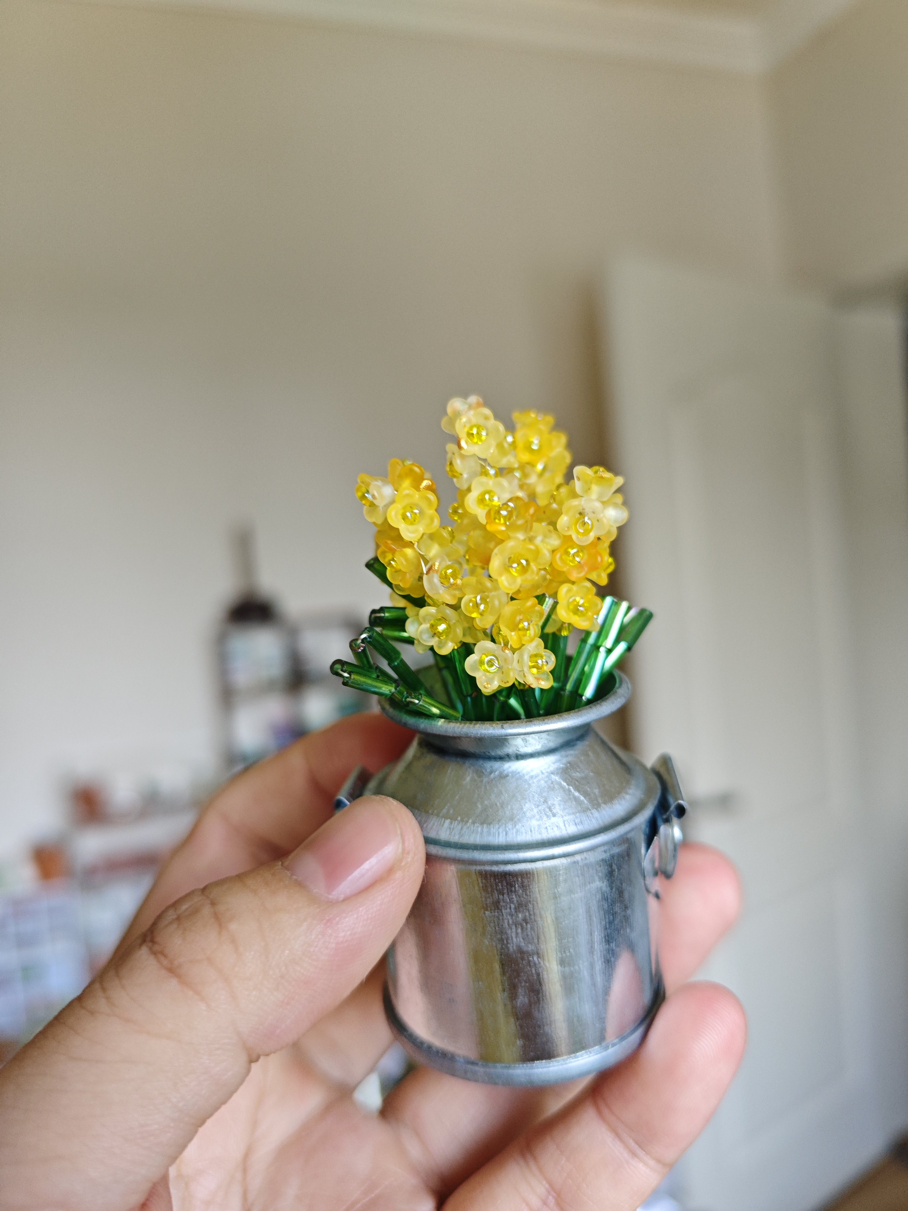 手工串珠风信子花瓶迷你花盆栽装