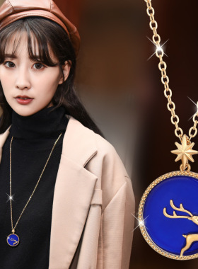 八芒星毛衣链秋冬项链麋鹿吊坠女