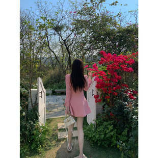 西装 法式 领收腰连衣裙女名媛风高腰紧身包臀裙 蔷薇之恋 ke7en