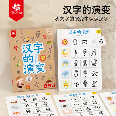 汉字的演变儿童启蒙认字卡片幼儿园宝宝象形早教识字安静书早教具