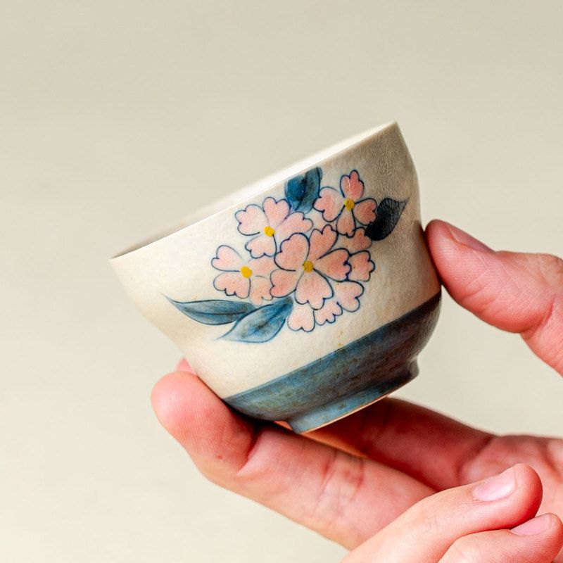 焦糖手绘绣球花葫芦杯功夫茶具防烫釉下彩小茶杯家用单杯陶瓷