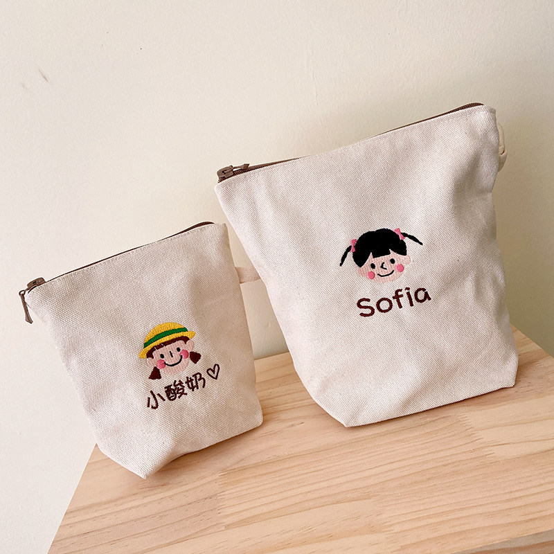 幼儿园小布袋子物品收纳袋旅行帆布拉链包可姓名定制订制生日礼物