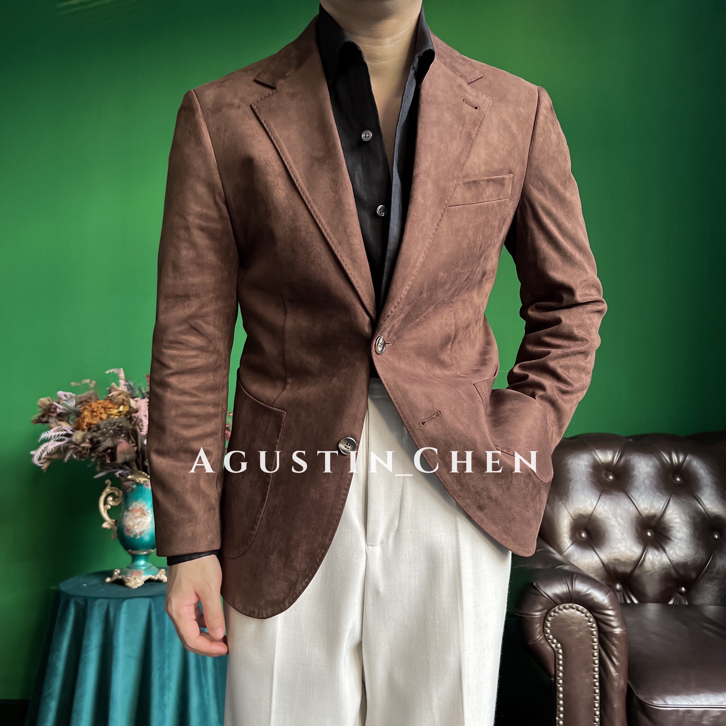 Agustin_Chen 意式老钱风男士修身商务休闲高定轻奢西装外套