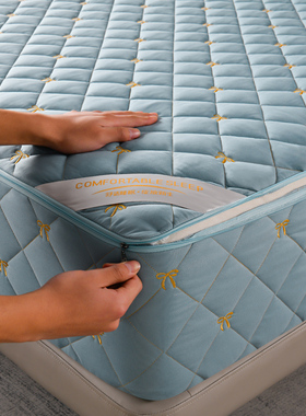 六面全包床笠单件拉链式防滑固定床垫套加厚夹棉床包席梦思保护罩