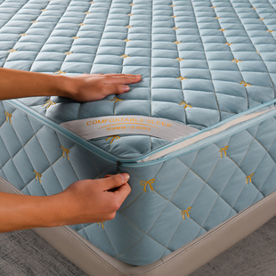 六面全包床笠单件拉链式防滑固定床垫套加厚夹棉床包席梦思保护罩