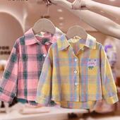 宝宝衬衣洋气秋季 格子衬衫 儿童上衣磨毛外套女孩潮 长袖 女童春秋款