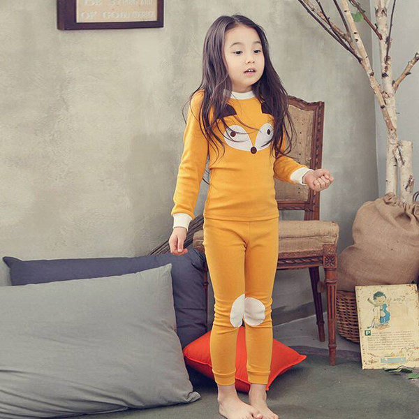 KOREAN CHILDRENS CLOTHING GIRLS UNDERWEAR SET COTTON CHILDRENS AUTUMN CLOTHES AUTUMN PANTS COTTON SWEATER BABY GIRL PAJAMAS LOUNGEWEAR TIDE