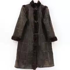 Vintage Leather Jacket, Retro Women's Frosted Leather Commuter Long Over-The-Knee Trench Coat, Leather Coat R126