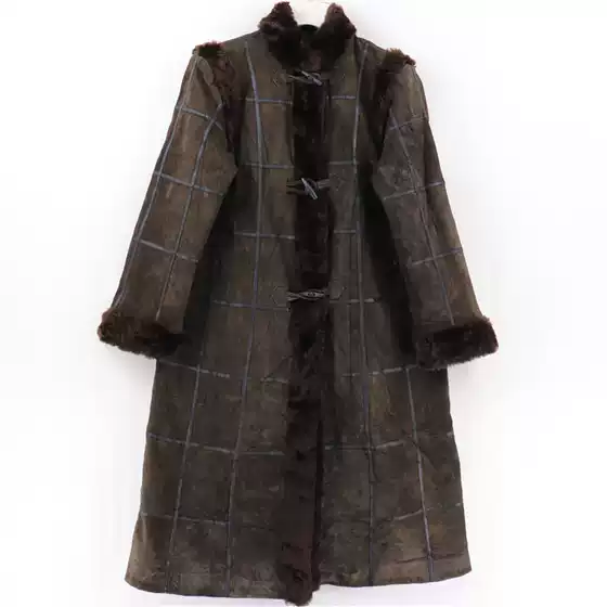 Vintage Leather Jacket, Retro Women's Frosted Leather Commuter Long Over-The-Knee Trench Coat, Leather Coat R126