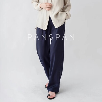 PAN夏季新款重磅斜纹100天丝直筒裤舒适透气松紧腰防晒防蚊长裤